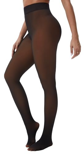 ZAKASA Collant Thermique Polaire Femme: Collants Chaud Effet Transparent Hiver Legging Haute et Doublés 220G Taille XL Brun Lot de 1