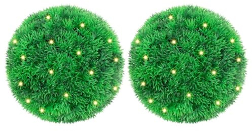 INLIFE Boules de buis artificielles avec lumières LED 2 pcs Vert 22 cm-3335905