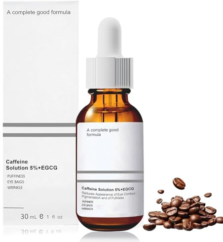 Caffeine Solution 5% + EGCG, Cafeina Serum Contorno Ojos, Contorno de Ojos Antiarrugas Mujer, Reduce la Hinchazón, Reduce las Líneas Finas, 30ml