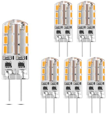 Vinmooog 6 bombillas LED G4 3W, sustituyen bombillas halógenas G4 de 25-35W, AC/DC 12V, luz cálida blanca 3000K, 180LM, no regulables, ahorro energético