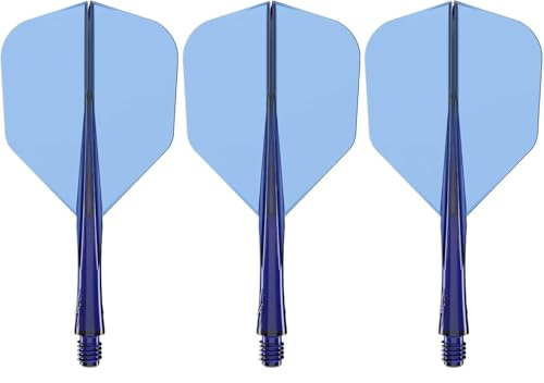 Caliburn Set di alette SUP e asta sagomata, alette standard n. 6 per freccette, sistema integrato di alette e albero, diverse dimensioni e colori (blu, medio)