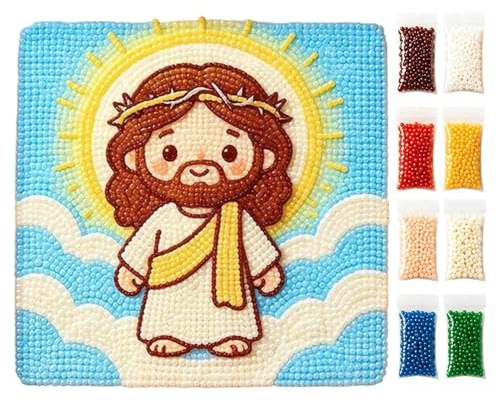 Set per pittura con pietre preziose, colla istantanea ad alta adesività, arte mosaico in 5D, dipinto con diamanti San Gesù, pannello in tessuto con perline in resina scintillante
