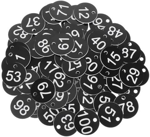 100 st Sturdy Plastic Number Plate Tags With Hole For Key Round Artikelmärke Garment Tag Chain Luggage Check Valve Desk för nycklar, bagage eller kontor