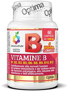 Colours of Life Vitamine B Complex - Integratore di Vitamine del Gruppo B supporta il sistema immunitario - riduzione di stanchezza - Senza Glutine e Vegano, 60 Compresse
