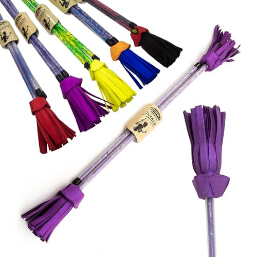Juggle Dream Picasso Flowerstick Set inkl. Handstäbe. Fiberglasstock, Silicone Grip, Wildlederfransen. Jonglier Flowerstick (Lila/Silber/Lila Quasten)