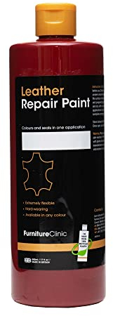 Furniture Clinic Leather Repair Paint & Dye | Self Seal Colourant for Quick and Easy Leather Repair | Suitable for Sofas, Car Seat, Shoes, Handbag, and More - Red (50ml)