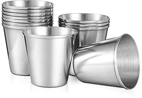 TOYANDONA Juego de 12 vasos de acero inoxidable para chupito de whisky (30 ml)