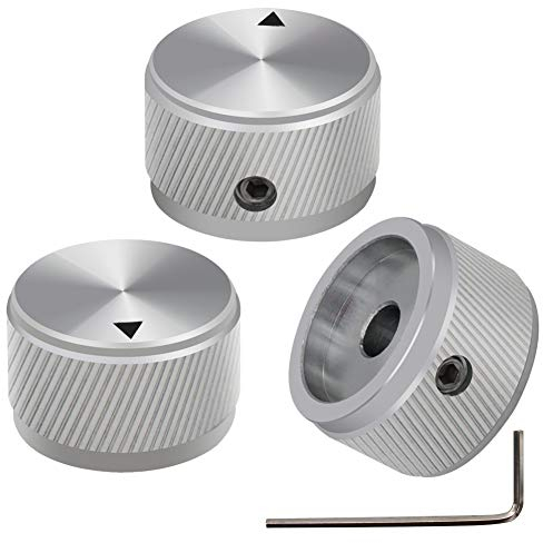 mxuteuk 3Stücke Gitarre Knobs Silber Gitarre Knöpfe Potiknöpfe Audio Lautstärkeregler Aluminium Rotary Potentiometer Drehknoepfe für E-Gitarren Bassschraube Ersatzteil Typ25x15,5mm(d * h) KNOB-06-25SR