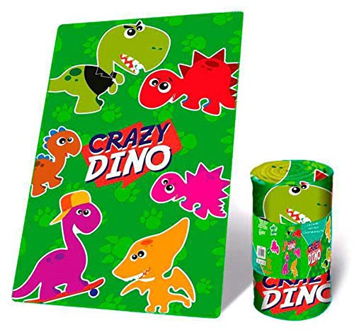 Kids Licensing | Manta Polar Crazy Dino | Manta Infatil | Manta Polar de Frozen | Mantas Infantiles | Manta Polar Bebé | Dimensiones: 150x100cm | 300g