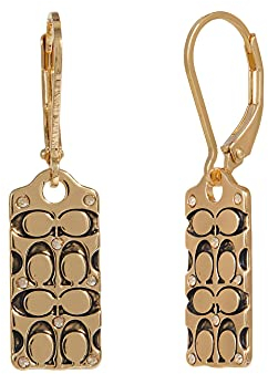 COACH Quilted C Tag Drop Earrings Golden One Size