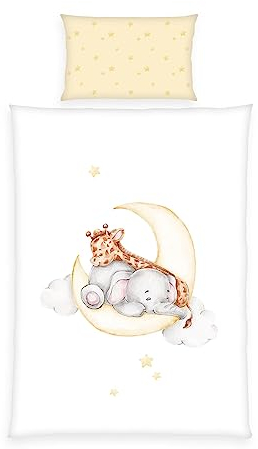 Herding Baby Best Flanell-Bettwäsche Sleeping on the moon, MADE IN GREEN by OEKO TEX, Kopfkissenbezug 40 x 60 cm mit Hoteleinschlag, Bettbezug 100 x 135 cm mit Knopfverschluss, Baumwolle, Flanell