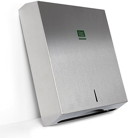 Floordirekt Papierspender aus Edelstahl für 350 bis 550 Papierhandtücher - abschließbar mit 2 Schlüsseln - Handtuchspender inklusive Montagematerial - Falttuchspender Papiertuchspender C/V-Falz