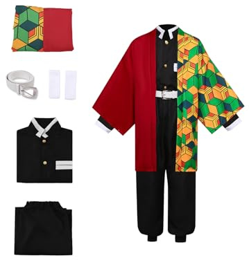 Koongso Costume de costumade Giyuu Anime pour enfants, garçons et filles – Tenue kimono Giyuu pour Halloween, jeu de rôle – Ensemble complet