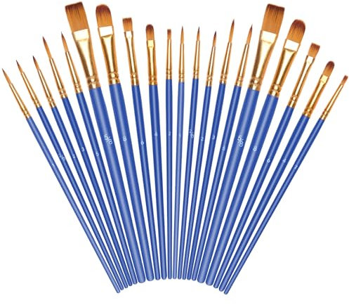 Vicloon 20 Stück Pinselset, Nylon Pinsel, Künstlerpinsel, Hochwertige Pinsel mit Kunststoffgriff, Premium Nylon Acrylfarben Pinselset, Malerei Ölfarben Brush Set für Erwachsene und Kinder, Blau