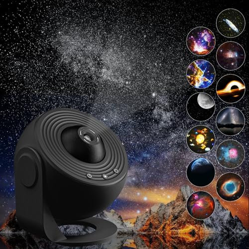 YunLone Galaxy Projector, 13 in 1 Home Planetarium Star Light Projector for Bedroom 360° Rotating Nebula Projector Lamp Starry Sky Night Light with 12 Solar System Constellation Moon for Kids Adults