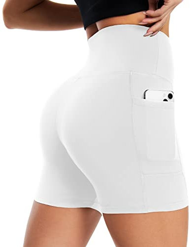 BLONGW Radlerhose Damen mit Taschen Kurze Sporthose High Waisted Sport Shorts Damen Workout Yoga Running Gym Tennis kurz Leggings