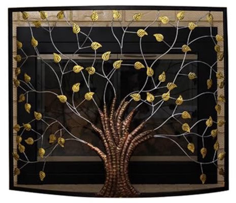 Genérico Rejilla Protectora de Metal para Chimenea de un Solo Panel, Malla Curva para protección contra Incendios y Estufas de Gas de 36 x 25 Pulgadas