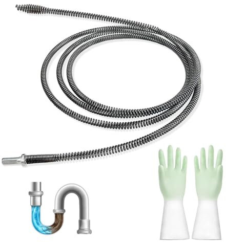 Rohrreinigungsspirale 4M X 10mm:Spirale abfluss Rohrreinigung Rohrreiniger Spirale Rohrspirale Reinigungsspirale Abflussreiniger Spirale mit Handschuhe für Toilette KüChe SpüLbecken