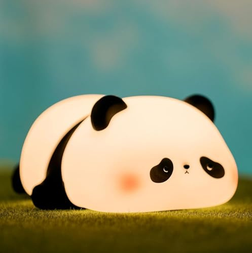 MCHERRY Linda luz nocturna de panda para niños, lámpara LED recargable táctil, silicona de grado alimenticio, 3 modos de lámpara de noche de animales, bonita luz nocturna kawaii para habitación del
