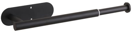 Support pour serviettes Porte-serviettes blanc Porte-serviettes réglable 22,8 cm-38,3 cm, porte-serviettes autocollant Porte-serviettes télescopique brossé Porte-serviettes en acier inoxydable(Black)