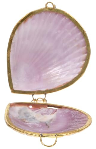 JOINPAYA Joyero Forma de Concha Marina Pequeña, Caja de Anillo de Compromiso y Estuche para Pendientes, Caja de Joyería Delicada Detalles Dorados, Adecuado para Hogar, Boda Color