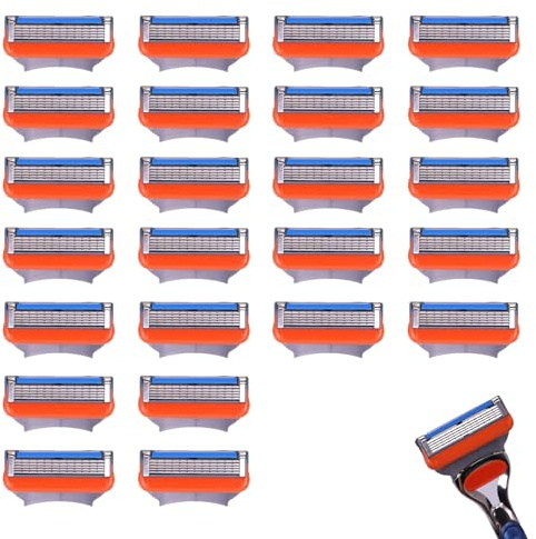 24 piezas Fusion 5 cuchillas de repuesto,cuchillas fusion,para afeitadoras Fusion-5, cuchillas de afeitar, 5 cuchillas, compatibles con maquinillas húmedas, afeitadoras de hombre