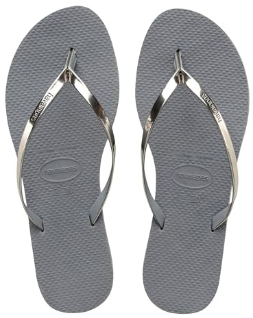 Havaianas - You Metallic, Sandales Confortables, Élégantes et Polyvalentes, Fines Lanières à Finition Métallisée, Petit Talon, Femme