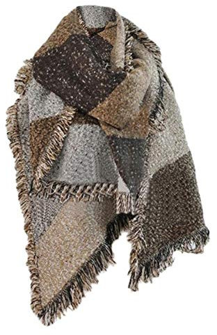 MAKFORT Damen XXL Schal Winter Kuschelig Warm Imitation Kaschmir Tuch Karo Halstuch Scarf 205x65
