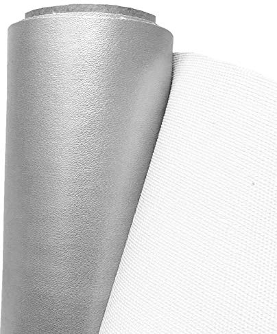 A-Express Faux Leather Fabric Leatherette Vinyl Waterproof Leathercloth Material Clothing Dressmaking Upholstery - Half Metre 50cm x 140cm Silver