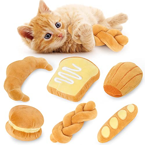 Rhdekoein Katzenminze Spielzeug Französisches Brotspielzeug Cat Toys Plüsch Katzenminze Kitten Interaktiv Geschenk für Katzen Katzenliebhaber 6 Stück