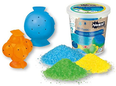 moses. PhänoMINT Flummi selber Machen – DIY-Set zum Flummis selbst herstellen, Experimentierset für Kinder ab 8 Jahren, mit 2 Formen und 3 Farben zum Mixen und Muster kreieren (Blau)