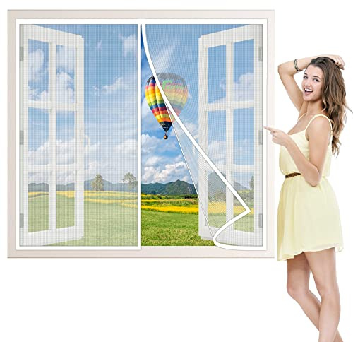Magnet Myggnät Dörrdraperi, 135x145 cm Insektskärm Magnetisk gardin Anti mygga insektsdörr Gardin Insektsskärm för balkonger Exteriör och interiör dörrar, Vit P