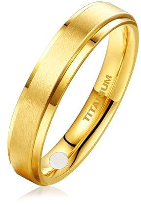 JEROOT Anello Magnetico In Titanio, Anelli Magnetic da Uomo Donna Oro, Linfatico della Salute Antistress per Terapia Dolorosa, Larga 5mm Magnetoterapia 20