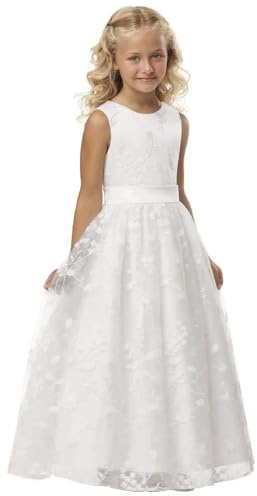 Robe de communion sans manches en dentelle pour mariage, communion, fête, enfant, robe bohème, robe de communion, robe blanche, c, Height 135-145cm