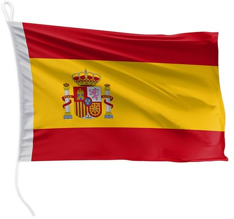 FLAGLY båtflagga Spanien 45 x 30 cm liggande format - 115g/m² tygvikt - tryckt, robust med rep & ögla, båttillbehör motorbåt