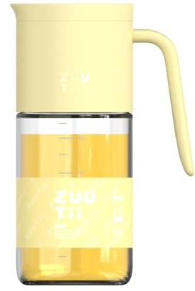 Zuutii Olive Oil Dispenser Bottle 18.6oz – Auto Flip Glass Vinegar Bottle with No-Drip Spout for Kitchen Cooking, Oil and Sauce Dispenser,Yellow