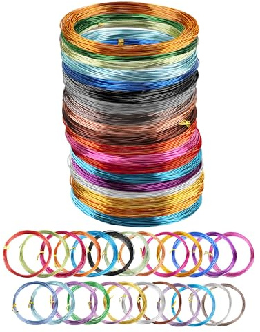 WENLISELL 125 Meters Coloured Crafting Wire 1mm, Aluminium Craft Wires, Thin Crafting Wire for DIY Handmade Jewellery Craft, Floral (25Roll, 5m/Roll)