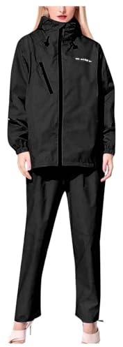 KBOPLEMQ - Conjunto de chaqueta/pantalón impermeable para mujer, para exterior, con cremallera, chaqueta cortavientos, para senderismo, escalada, deporte, traje de lluvia, chaqueta y pantalón