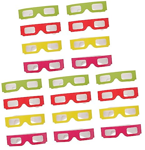 WATIIFUFU Occhiali Portatili 3d per Ragazzo Ragazza e Amici in Cartone Esperienza Visiva Spettacolare 20 Pezzi per Giochi 3d e Visione di Film a Casa