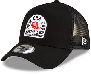New Era Truckerkappe schwarz verstellbar Snapback Cap Mesh A-Frame gebogener Schirm - One-Size