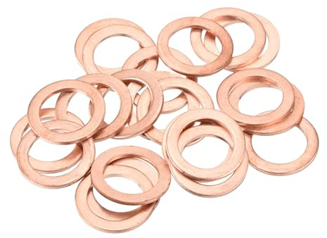 QUARKZMAN 22 Pièces Rondelles Plates en Cuivre, Rondelles d'Écrasement Plates Métriques en Cuivre Amélioré de 15x22x1.5mm pour Raccords Hydrauliques Vis Écrou Réparation Électronique