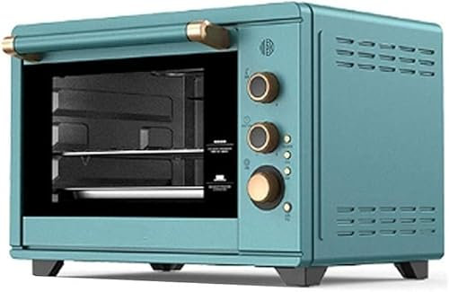 LABLADUO Elektrisk ugn, 1 800 watt mini ugn, pizzaugn, miniugn, värmeelement i rostfritt stål, avtagbar smulbricka, temperaturområde 28~230 ℃ (blå)