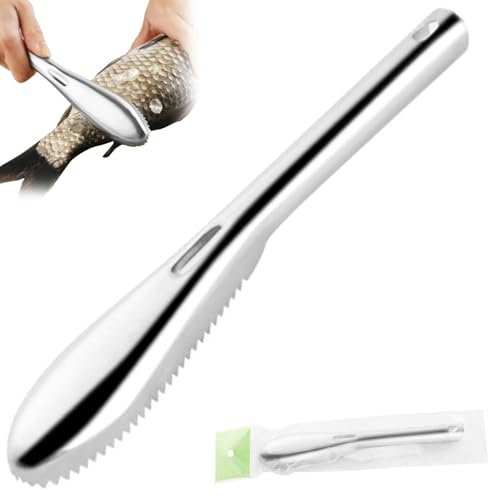 9 Inch Stainless Steel Fish Scaler, Sharp Sawtooth, Hanging Handle, Easy to Clean, Kitchen Fish Scale Remover Tool