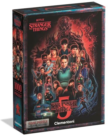 Clementoni – Stranger Things Puzzle 1000 Pezzi Stagione 5, Battaglia Finale a Hawkins, Poster Incluso, Celebration Collection, 70x50 cm, Made in Italy, 37096