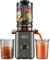 Entsafter Slow Juicer mit 120mm XL-Einfüllöffnung für ganze Gemüse und Obst, 600 mL Saftbehälter, einfache Reinigung, Elektrische Saftpresse für Familien, Fitness & Gesundheitsbewusste(Grau)