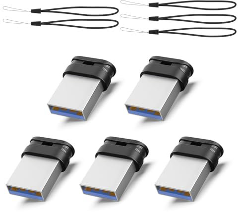 USB Stick Mini 16GB 5 Stück Vansuny USB Stick Klein Mini 16GB 3.0 Speicherstick 16GB Externer Flash Drive Memory Stick mit Lanyard tragbar für Auto/Desktop/Laptop(Schwarz)