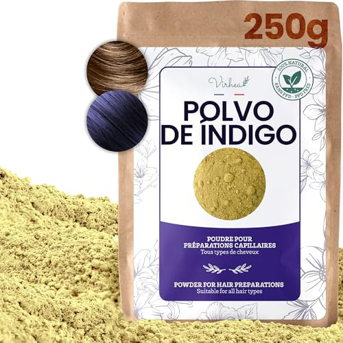 VIRHEA Indigofera Tinctoria 250g – Coloración vegetal natural y sostenible – Tinte capilar sin PPD sin productos químicos – VIRHEA