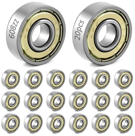 20 Pièces 8x22x7 mm Roulements à Billes, Double Blindage 608ZZ Roulements, Roller Bearing, pour Skateboard, Scooter, Patins à Roues Alignées et Plus, Roulement skateboard, Durable et Lubrifié