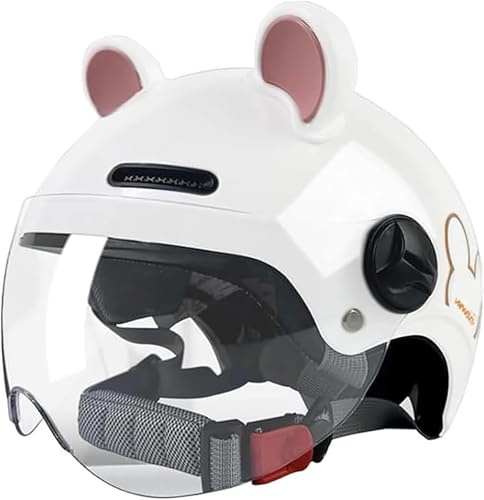 Kinder Cartoon Halbschalenhelm Klares Visier, ABS Roller Sicherheit, Reflektorstreifen Dial 48-54cm, Charakter Jungen Mädchen 2-10 Jahre, Laufrad ECE 22.06 DOT Zertifiziert(1)