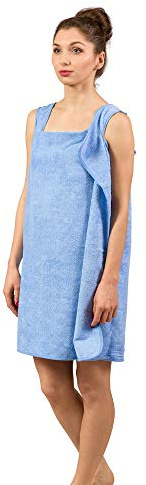 Froster Serviette-Robe, Serviette de Douche avec Bretelles, Emmanchures, Kilt de Sauna pour Femmes, Microfibre (Bleu)